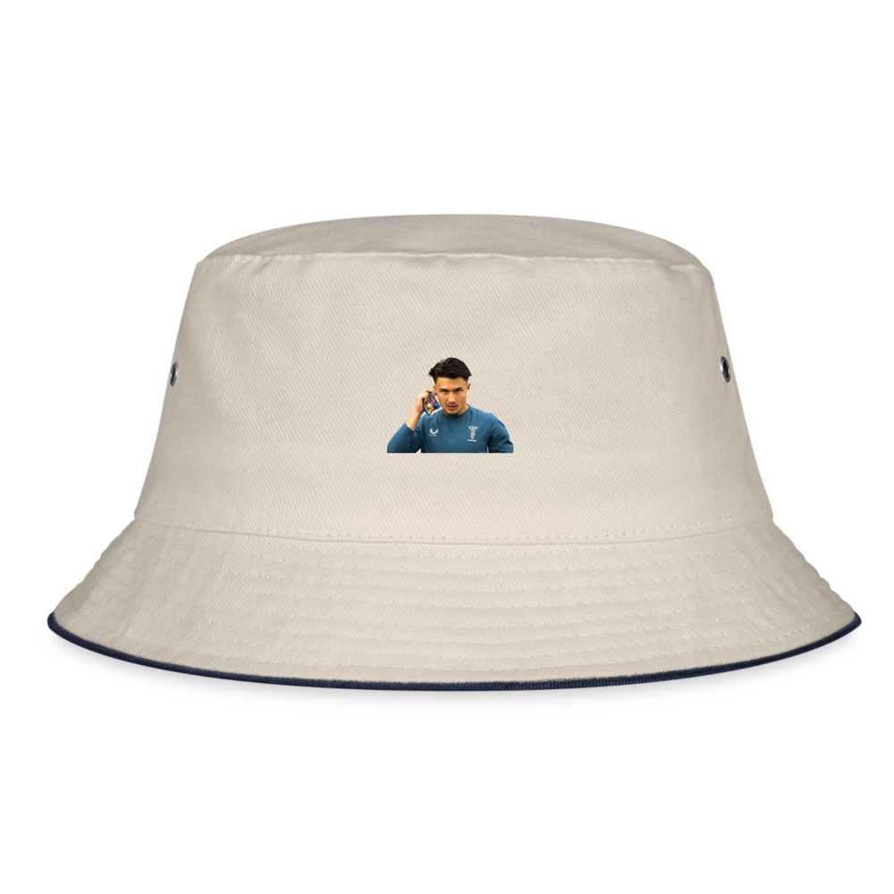 Marcus Smith Bucket Hat Khaki - ecru/navy
