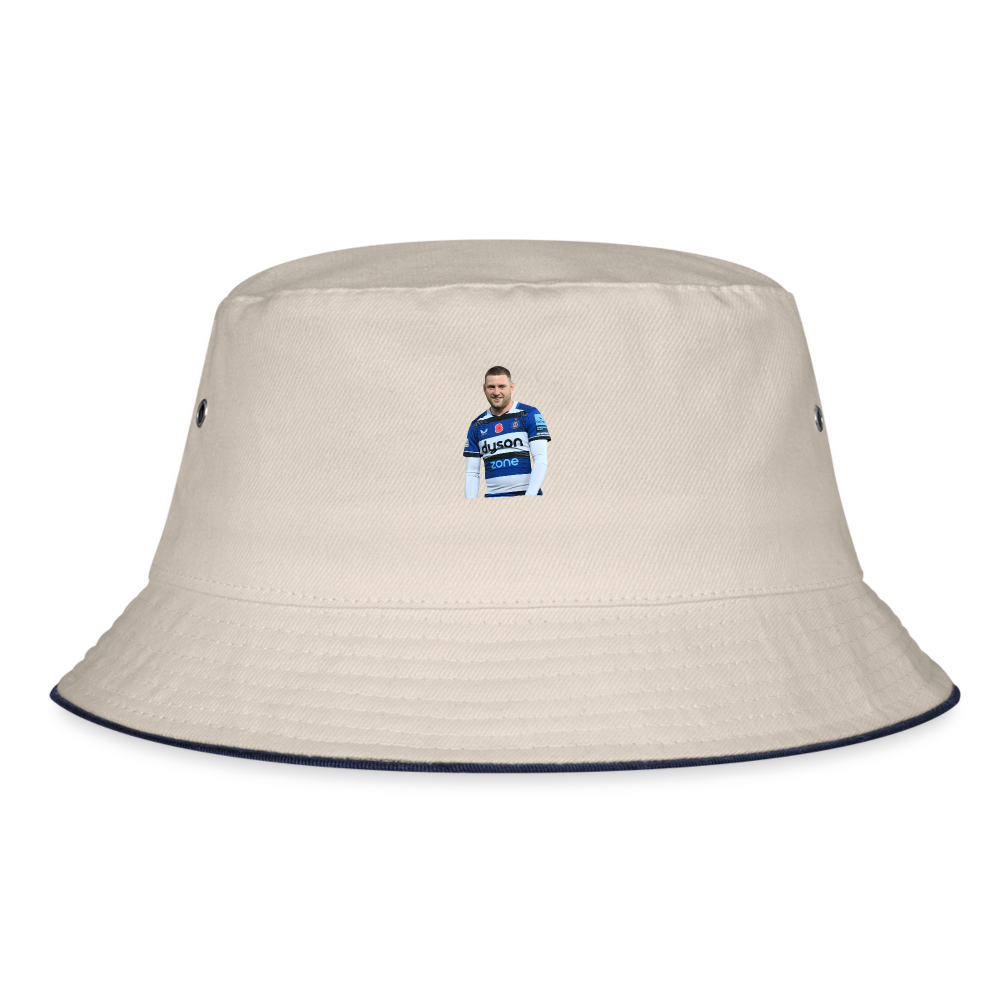 Finn Russell Bath Bucket Hat - ecru/navy