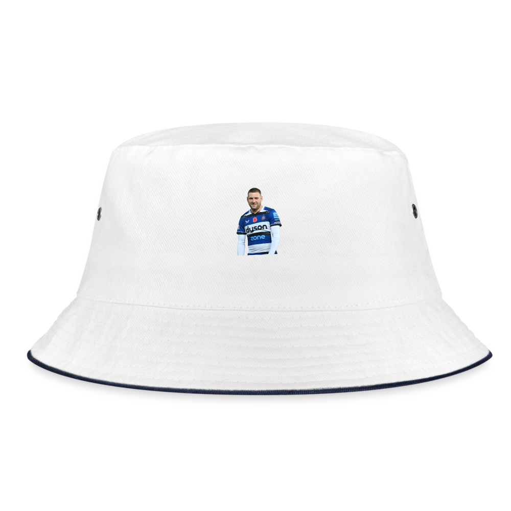 Finn Russell Bath Bucket Hat - white/navy